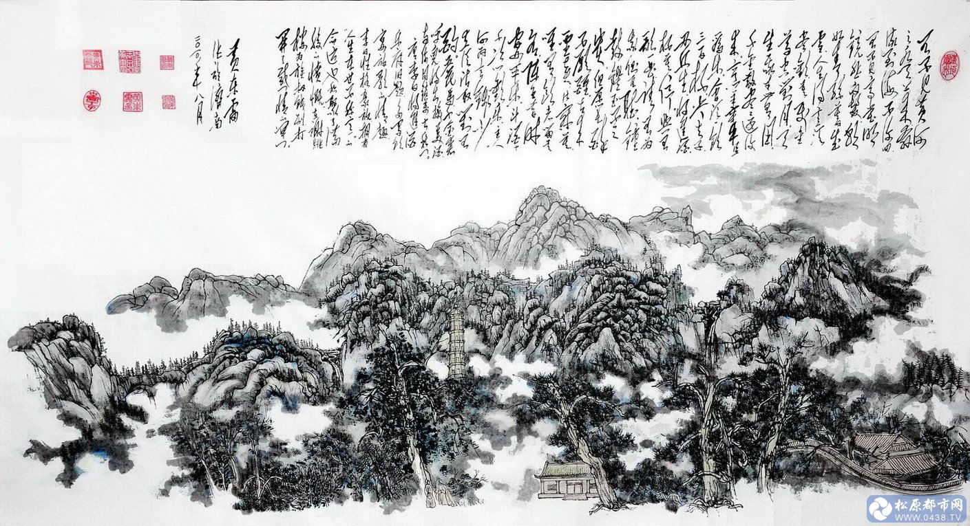 黄东雷水墨画《灵岩寺》.JPG